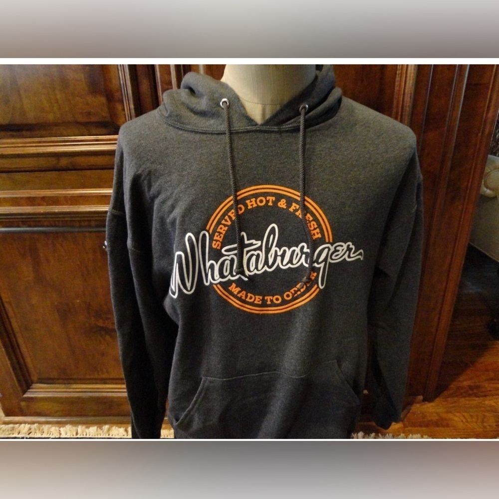 Jerzees Whataburger "Hot & Fresh" Graphic Hoodie Sweatshirt Size Large